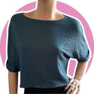 Caution To The Wind // Women's Blue Textured Top